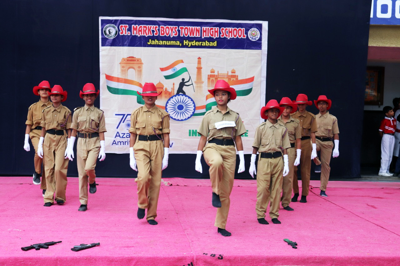 Student patriotic uniform flag dynamic presentation
